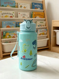 Cartoon Printed Straw Cup | BPA Free 500ml Plastic Water Bottle for Kids