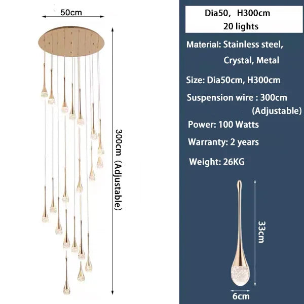 DecorBites™ Crystal Staircase Chandelier for Luxe Home Decor