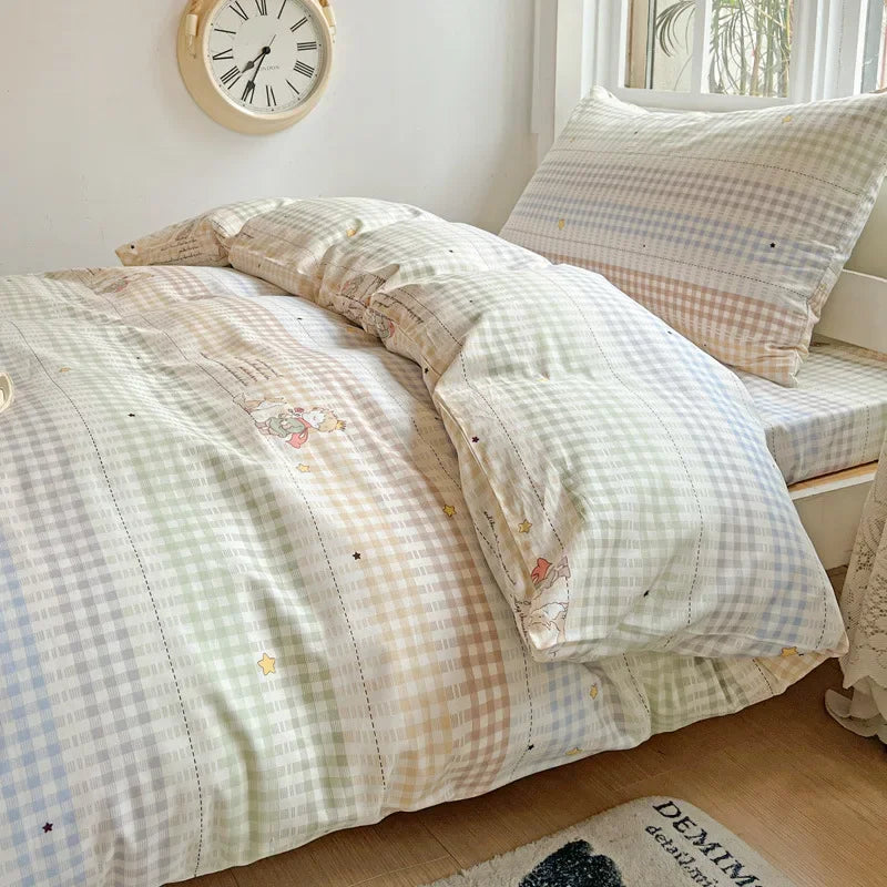 DecorBites™ Cotton Printed Student Bedding Set - All Seasons Queen Single Comforter Cover Set