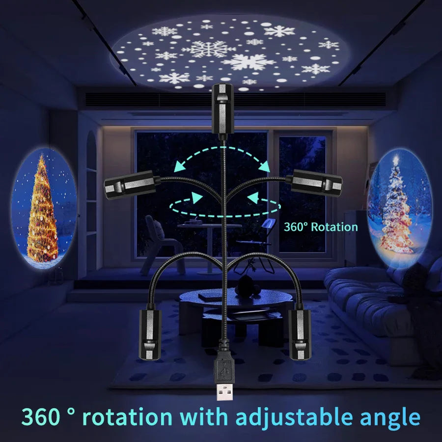 USB Projection Lamp with Switchable Pattern Design | LED Night Light for Christmas Halloween Planet Theme