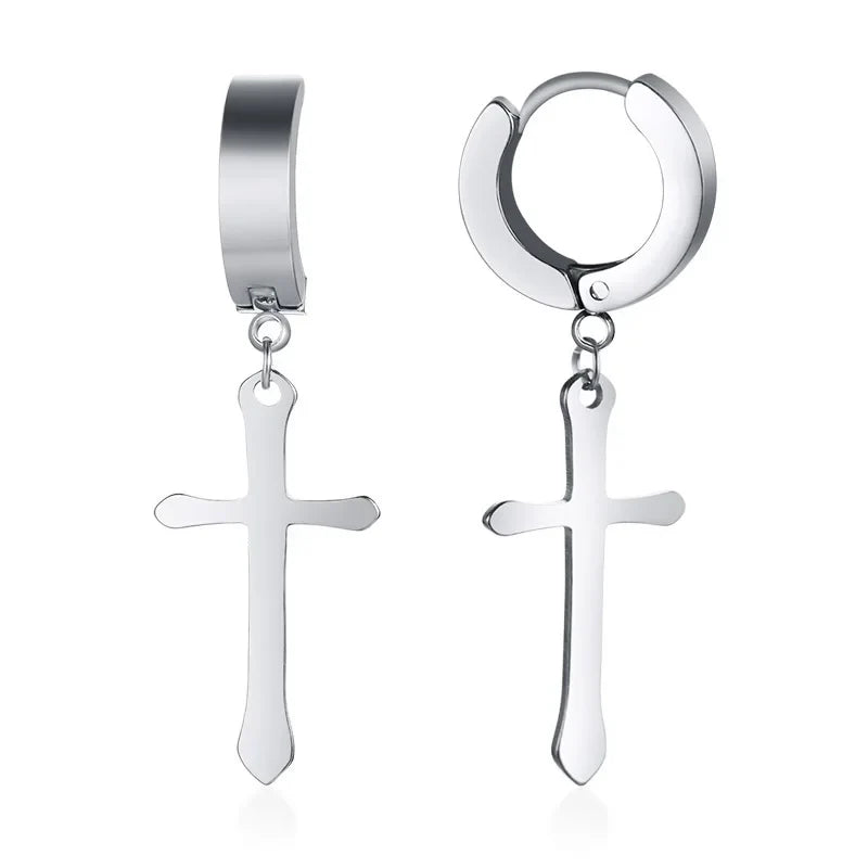 Stainless Steel Cross Earrings for Men | Durable Stud Earrings with Christian Cross Charm