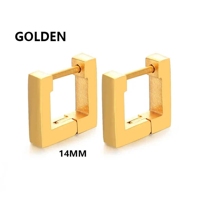 Geometric Stainless Steel Hoop Earrings | Square Triangle Punk Jewelry for Men Women