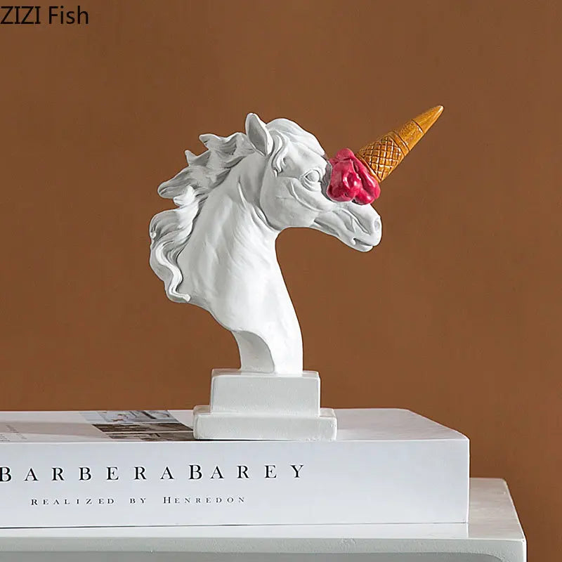 DecorBites™ Ice Cream Horsehead Statue for Modern Home Decor