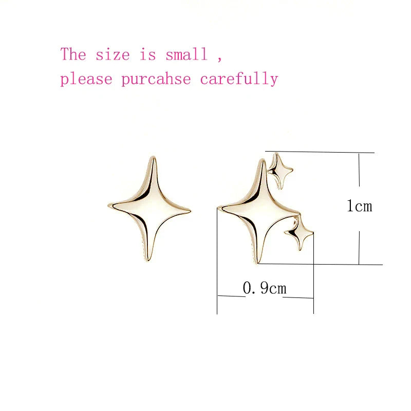 VENTFILLE Gold Star Stud Earrings | Asymmetrical 925 Silver Fashion Jewelry for Women