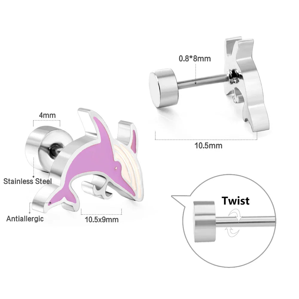 Cute Acrylic Animal Stud Earrings | Surgical Steel Hypoallergenic Earrings for Women and Girls