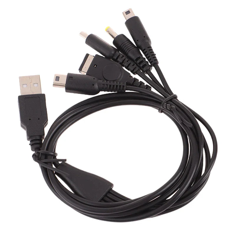 5-in-1 Multi-Console USB Charging Cable | 1.2M Fast Charger Cord for Nintendo 3DS, DSi, Wii U, GBA, PSP