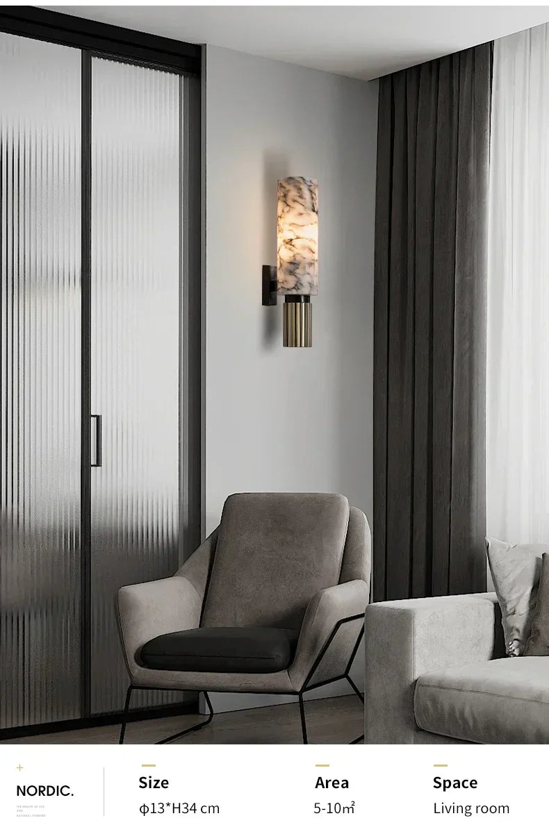 DecorBites™ Copper Alabaster Wall Lamp: Post-Modern High-End Bedroom Lighting