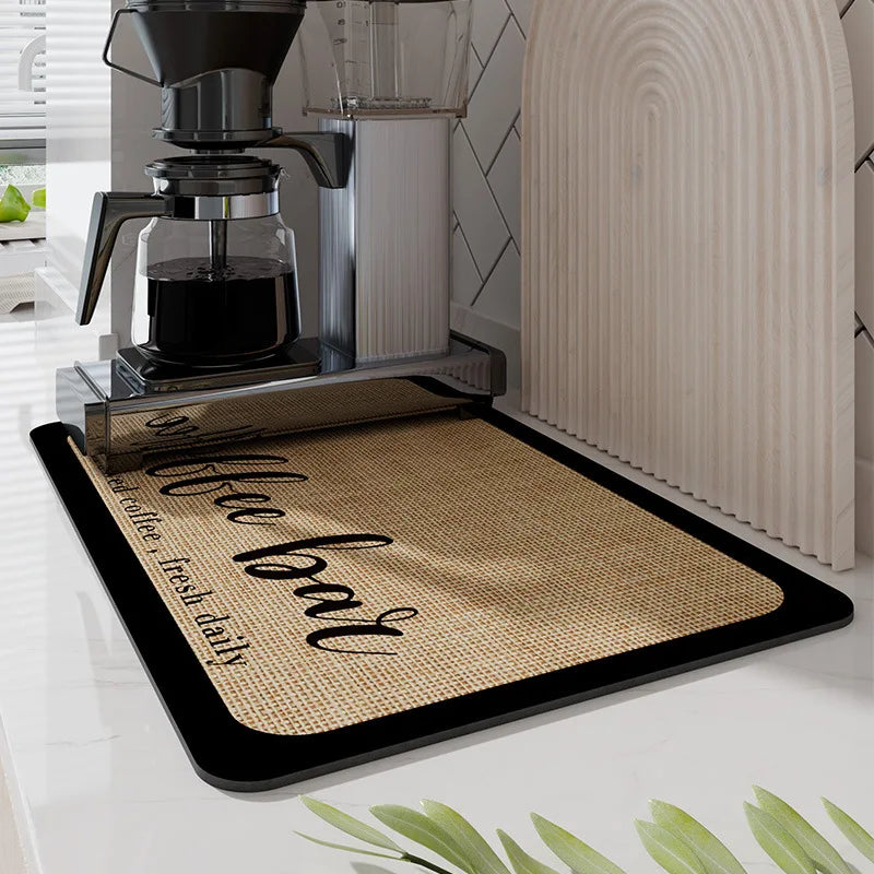 DecorBites™ Espresso Machine Mat Absorbent Kitchen Coffeware for Countertops