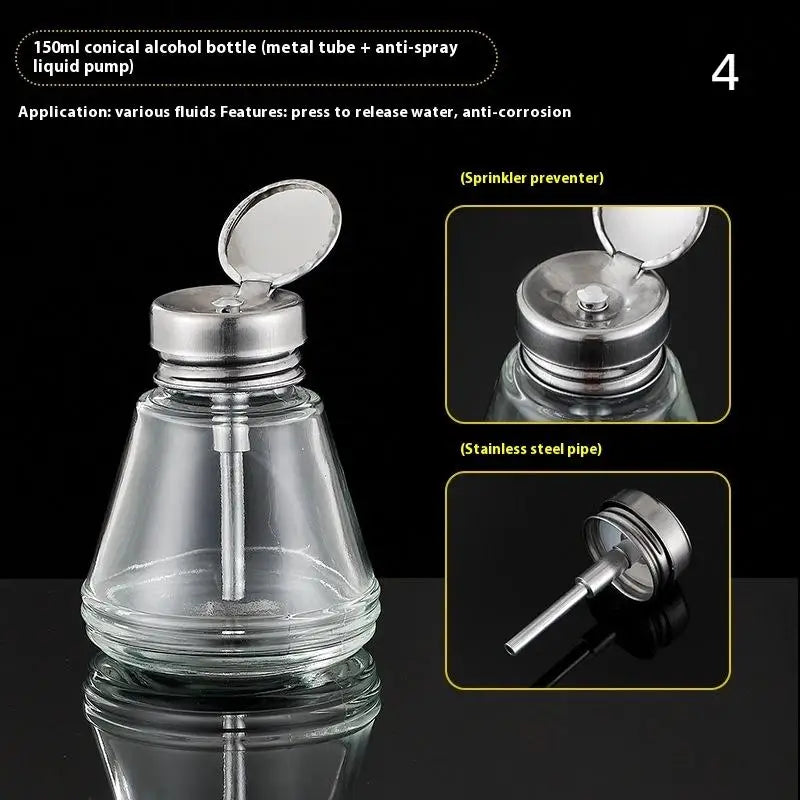 Glass Nail Polish Bottle with Pump | Refillable Dispenser for Remover and Cleaner