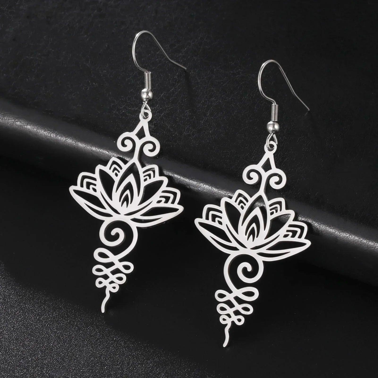 Stainless Steel Unalome Pendant Necklace | Yoga Jewelry with Lotus Flower