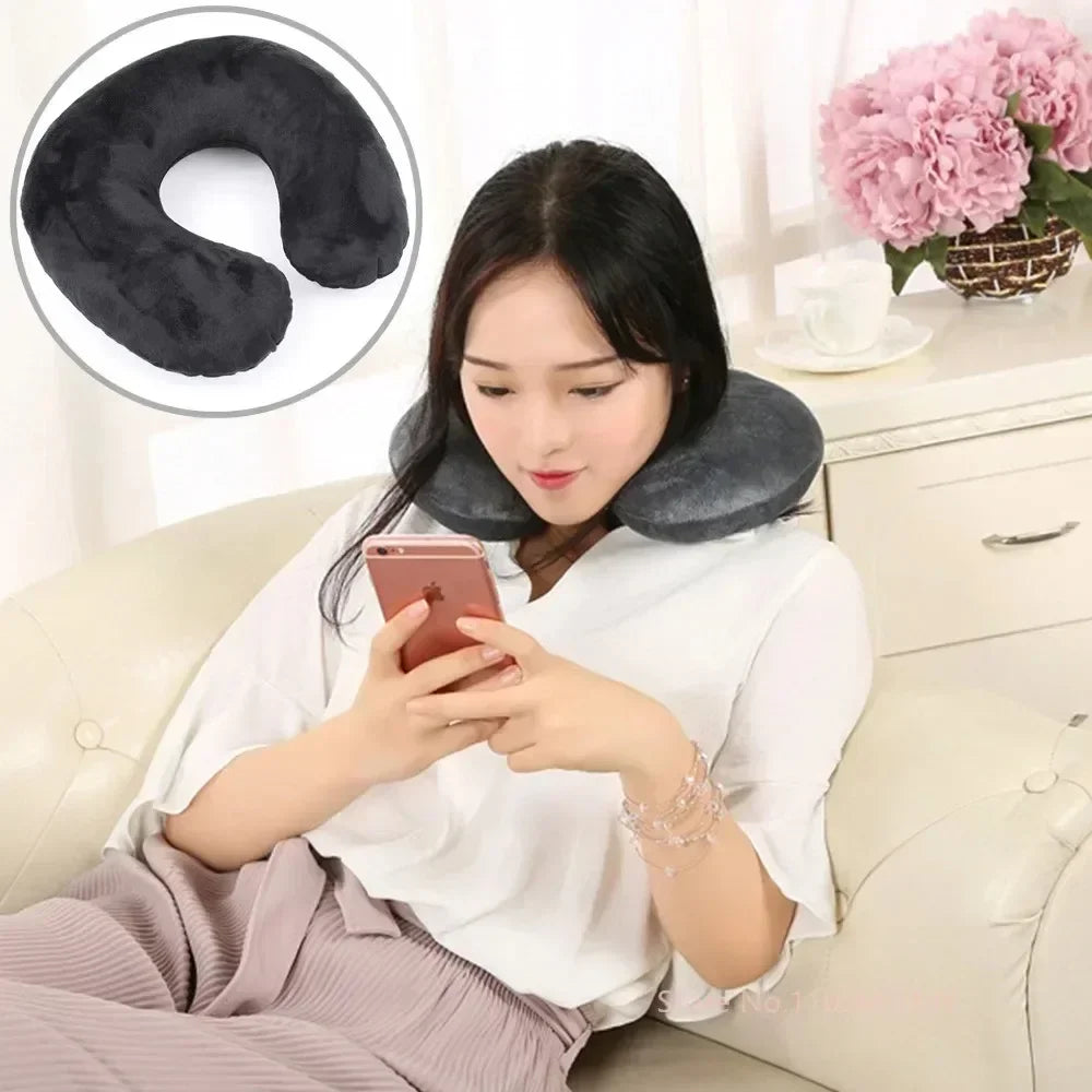 Inflatable Travel Neck Pillow | U-Shaped Support for Car, Plane, and Office