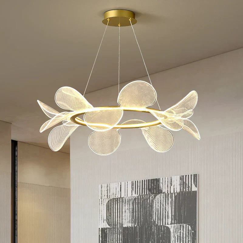 DecorBites™ Gold Ring LED Pendant Light with Adjustable Dimming and Clear Acrylic Design