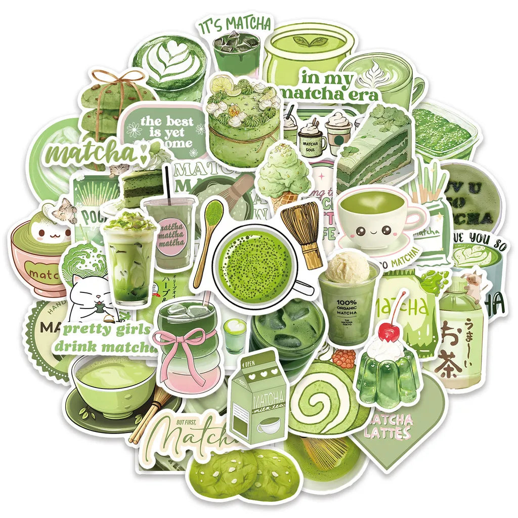 Matcha Girl Stickers Set | 50 Cute Cartoon Decals for Notebooks, Laptops & Luggage
