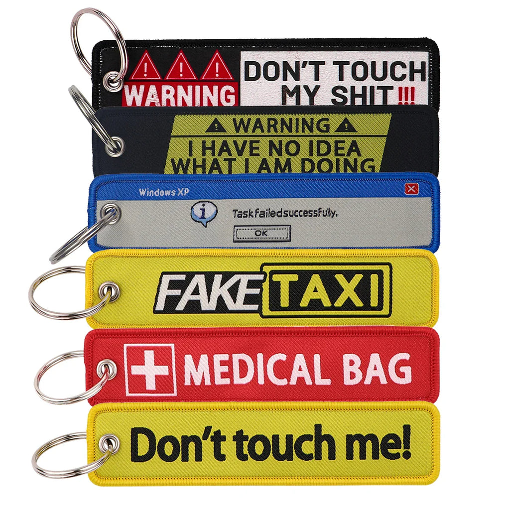 Warning Quotes Embroidery Key Fob | Motorcycle Car Keychain Gift