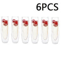 DecorBites™ Double Wall Stemless Champagne Glasses Set for Wedding - 6Pcs