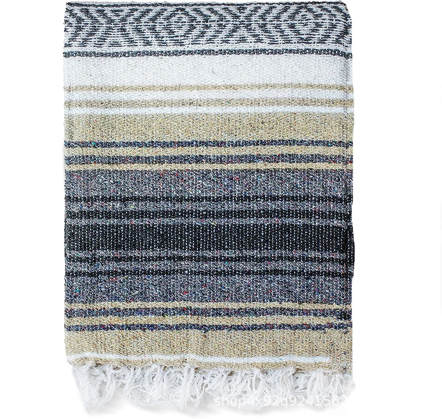 DecorBites™ Handwoven Mexican Blanket - Multicolor Geometry Beach Shawl