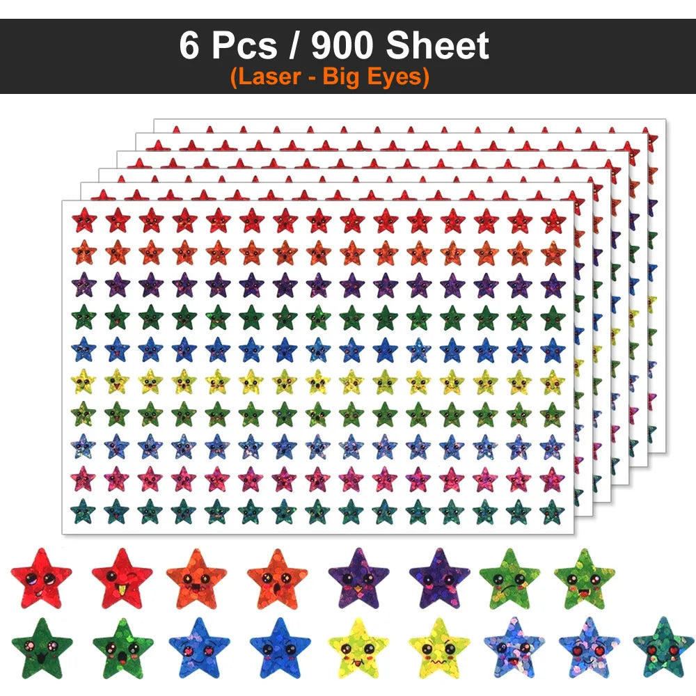 Happy Face Star Sticker Pack | Reward Stickers for Kids, DIY Craft Decorations