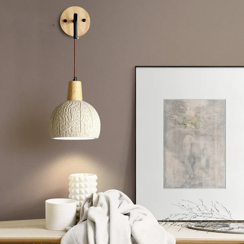 DecorBites™ Cement Shade Wall Sconce Pull Chain Switch LED Light Fixture for Home Decor