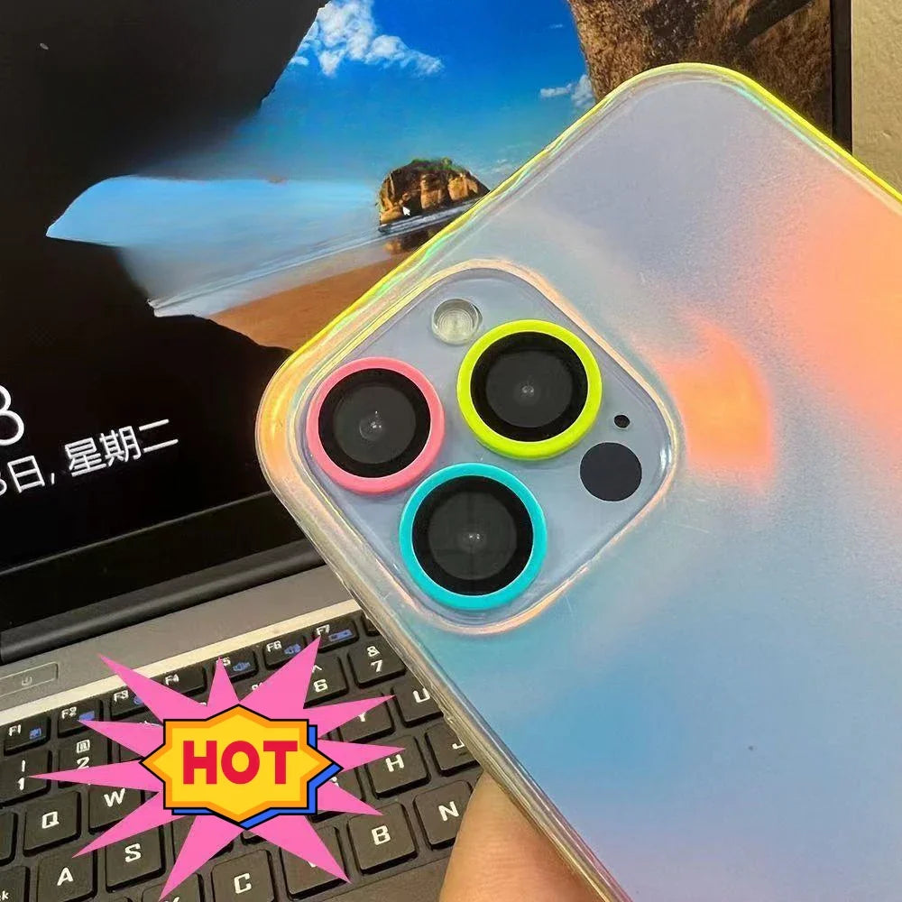 Glowing Tempered Glass Camera Lens Protector | For iPhone 14 13 12 11 15 Pro Max