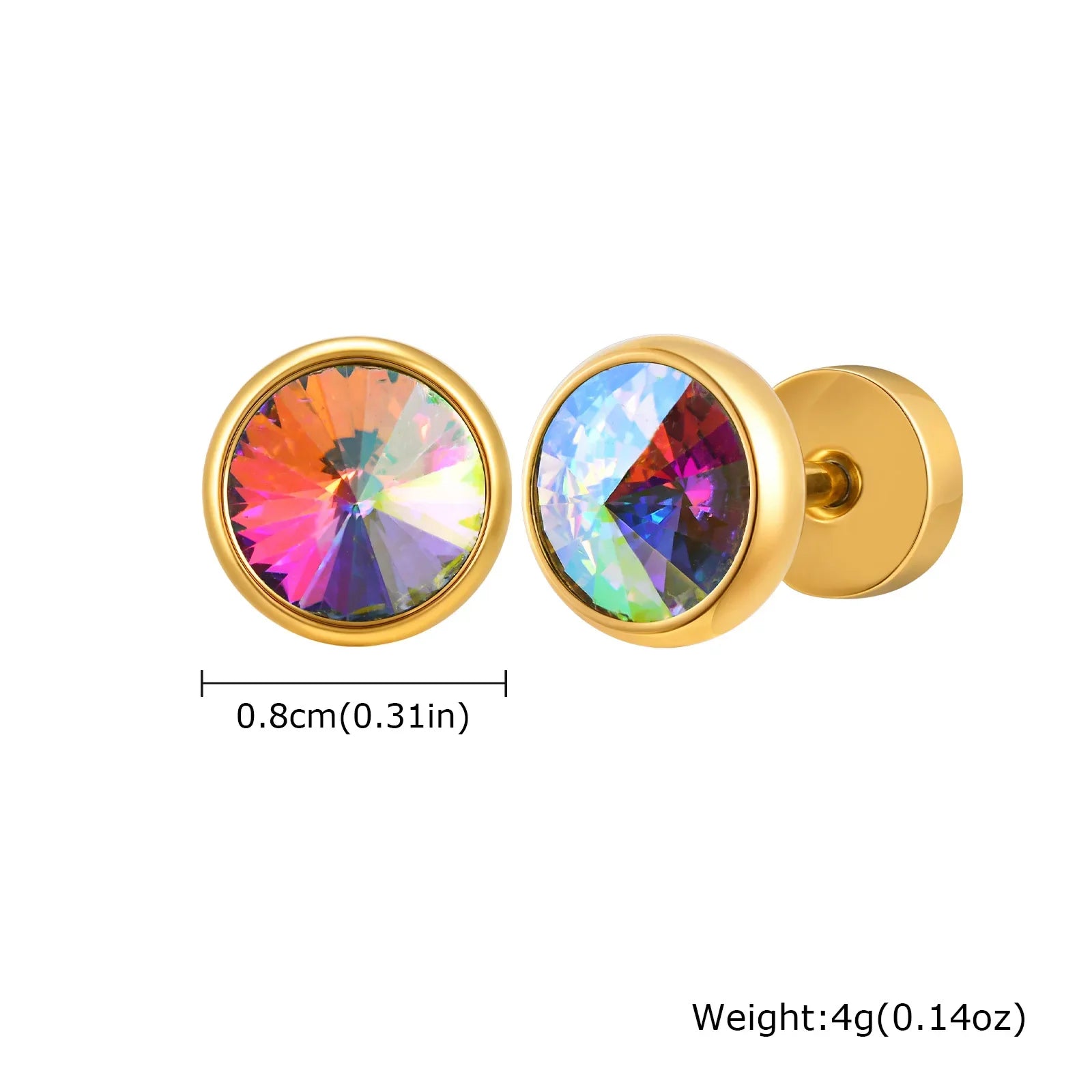 Stainless Steel Men’s Earrings | 8mm Multi-Faceted Screw Back Stud
