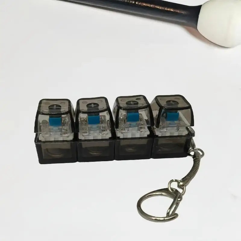 4-Key LED Mechanical Keyboard Keychain | RGB Fidget Clicker for Stress Relief