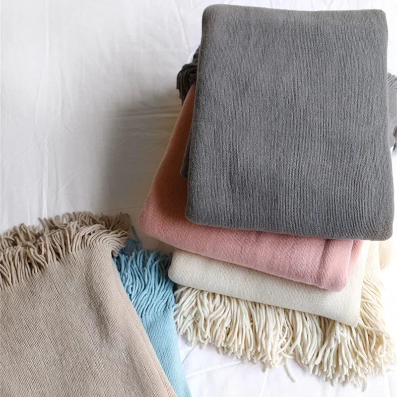 DecorBites™ Knitted Cashmere Siesta Blanket - Soft Sofa Throw & Bedding Blanket