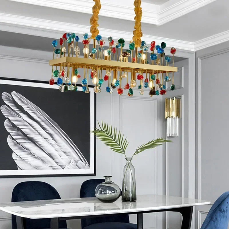 DecorBites™ Colorful Crystal Chandelier LED Dining Room Lighting
