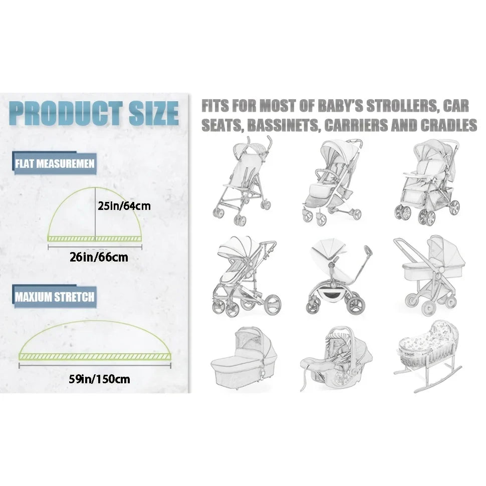 Full Face Mosquito Cover for Baby Stroller | Super Durable, Breathable, Insect Proof Dust-proof Stroller Mesh