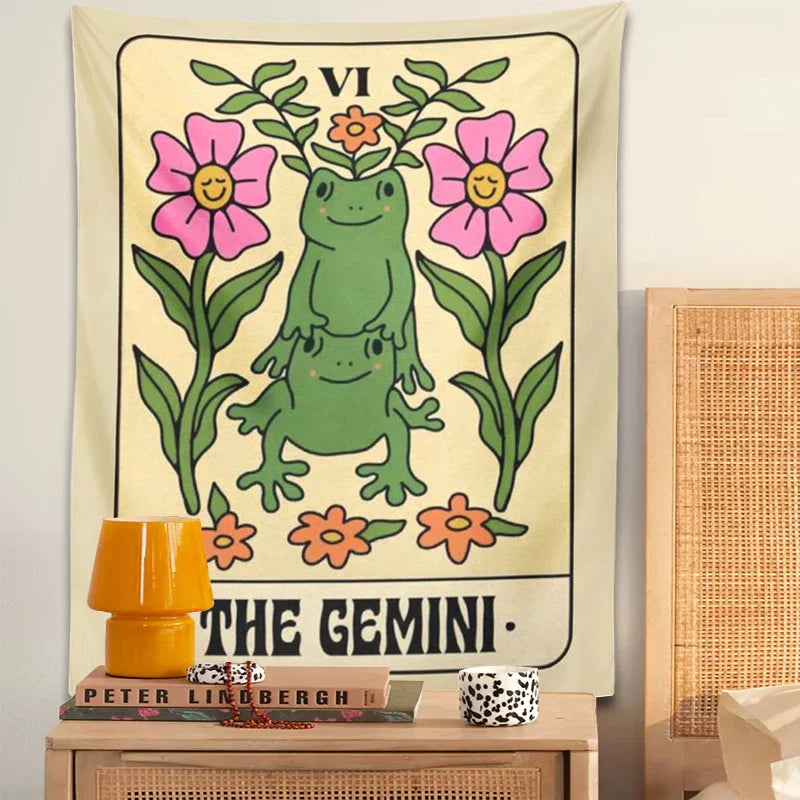DecorBites™ Gemini Frog Constellation Wall Hanging Tapestries for Boho Room Decor