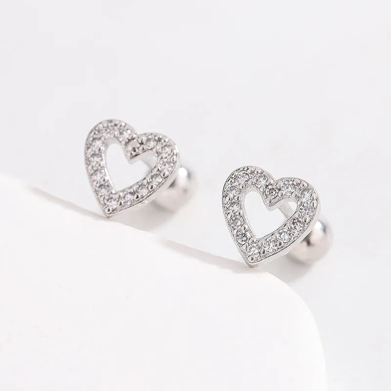 Heart Stud Earrings for Women | Hypoallergenic Screw Back Piercing Jewelry