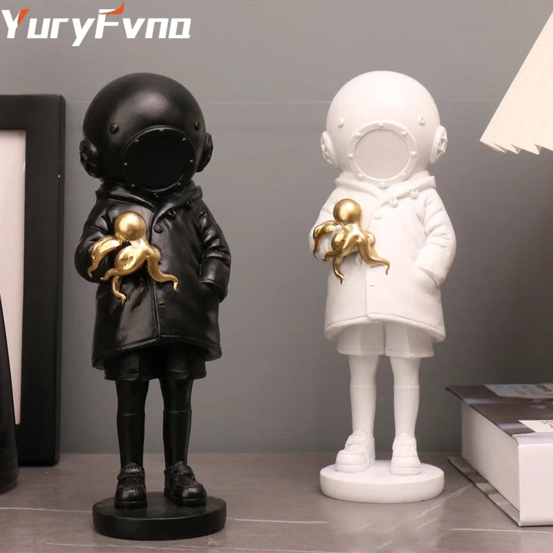 DecorBites™ Diver Sculpture Ornament: Modern Home Office Decor Gift