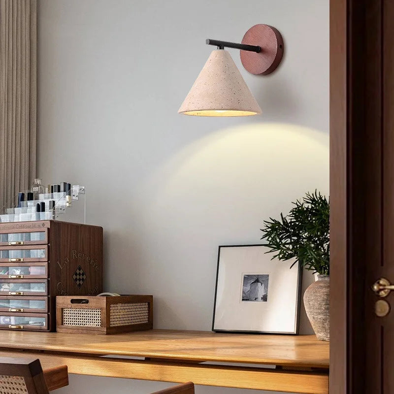 DecorBites™ Iron Yellow Travertine Wall Lights, Pull Chain Switch, LED Sconce for Bedroom, Bathroom.