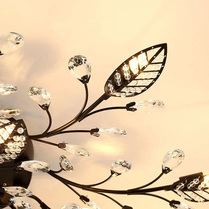 DecorBites™ Crystal Leaf LED Ceiling Chandelier: Industrial Retro Home Decor Lighting