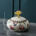 DecorBites™ Dragonfly Lid Ceramic Jewelry Box - Round Floral Pattern Storage Jar