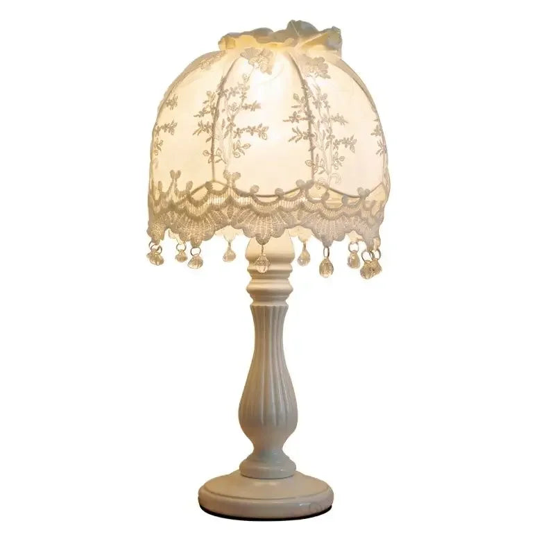 DecorBites™ Lace Fabric Table Lamp Led Desk Light for Home Wedding Decor Bedroom