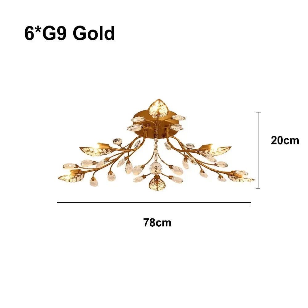 DecorBites™ Crystal Leaf LED Ceiling Chandelier: Industrial Retro Home Decor Lighting