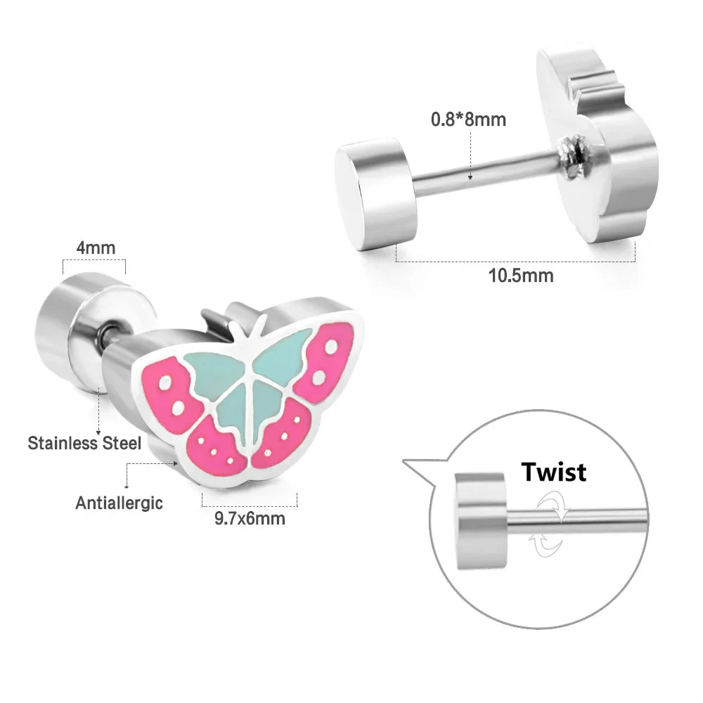 Cute Acrylic Animal Stud Earrings | Surgical Steel Hypoallergenic Earrings for Women and Girls