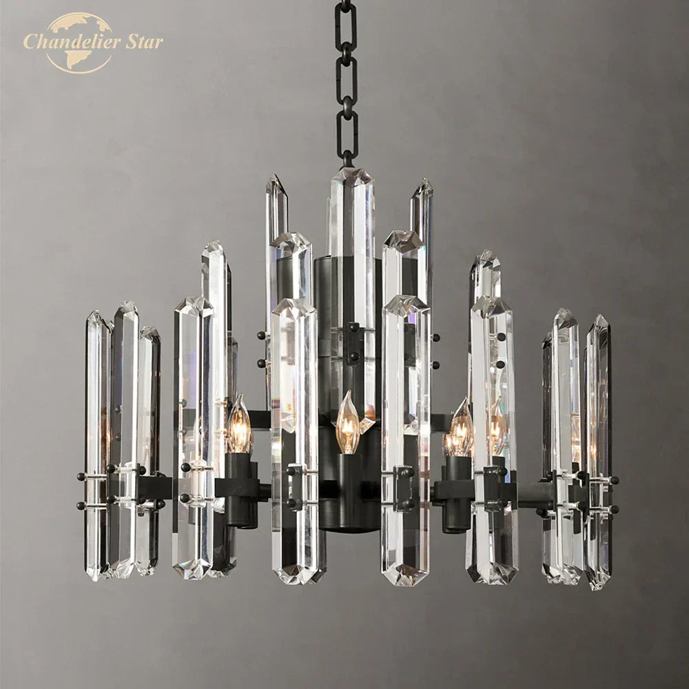 Modern chrome black metal crystal chandelier bedroom pendant light