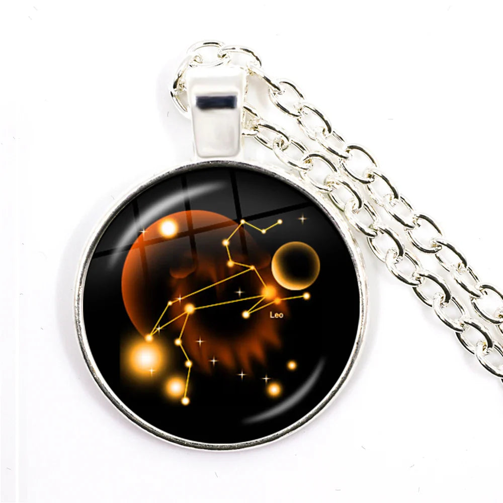 Zodiac Necklace Silver Plated | 12 Constellation Pendant Jewelry