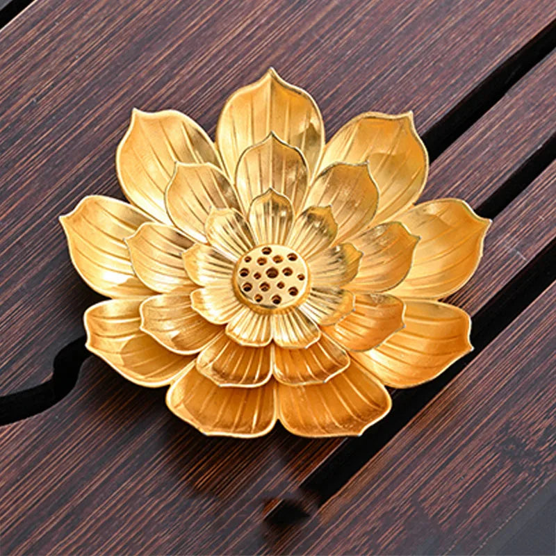 Porous Lotus Zen Line Incense Holder | Retro Metal Sandalwood Burner Tray