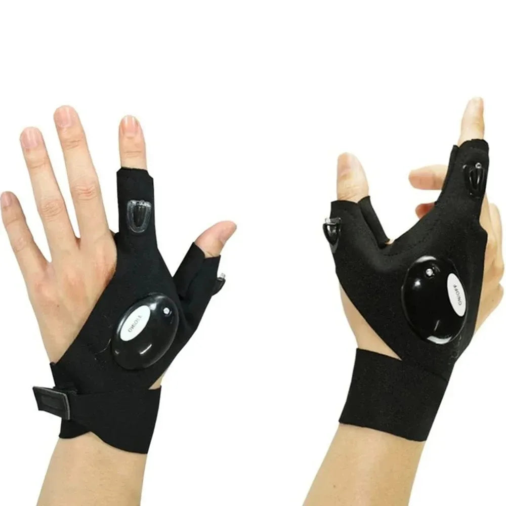 LED Flashlight Gloves | Waterproof Fingerless Illumination Gloves for Running, Cycling, Camping, Hiking, Rescue