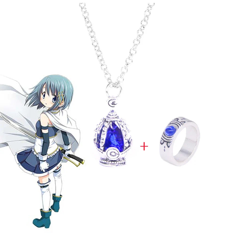 Madoka Magica Soul Gem Necklace Set | Kaname Madoka Mami Pendant Jewelry