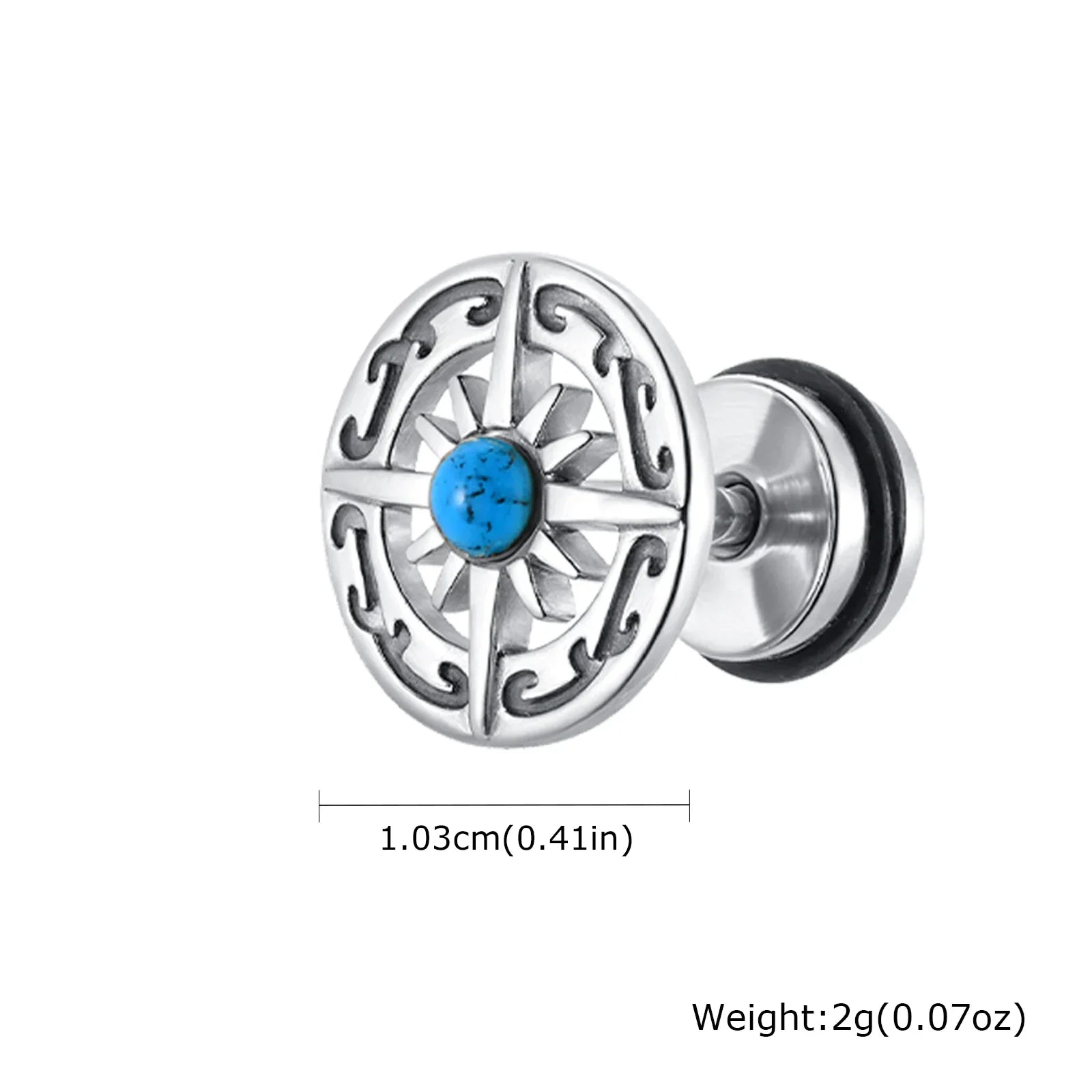 Vintage Men's Compass Stud Earrings | Stainless Steel Eight-Pointed Star Fashion Jewelry