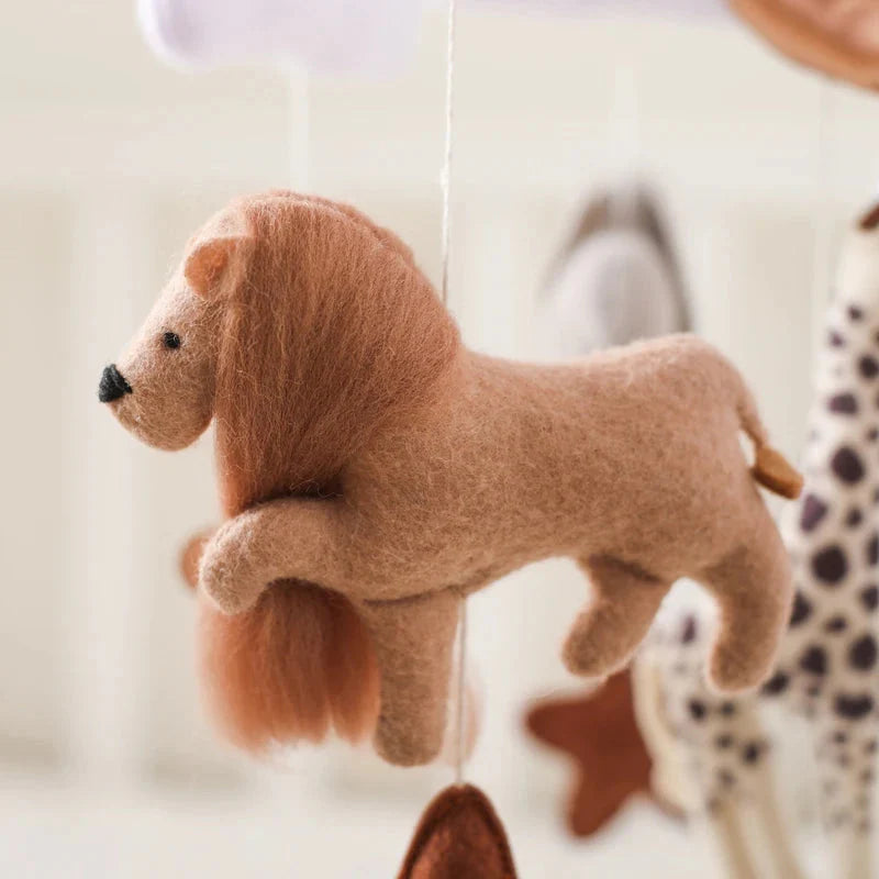 Wooden Crib Mobile Bed Bell with Soft Felt Animals
