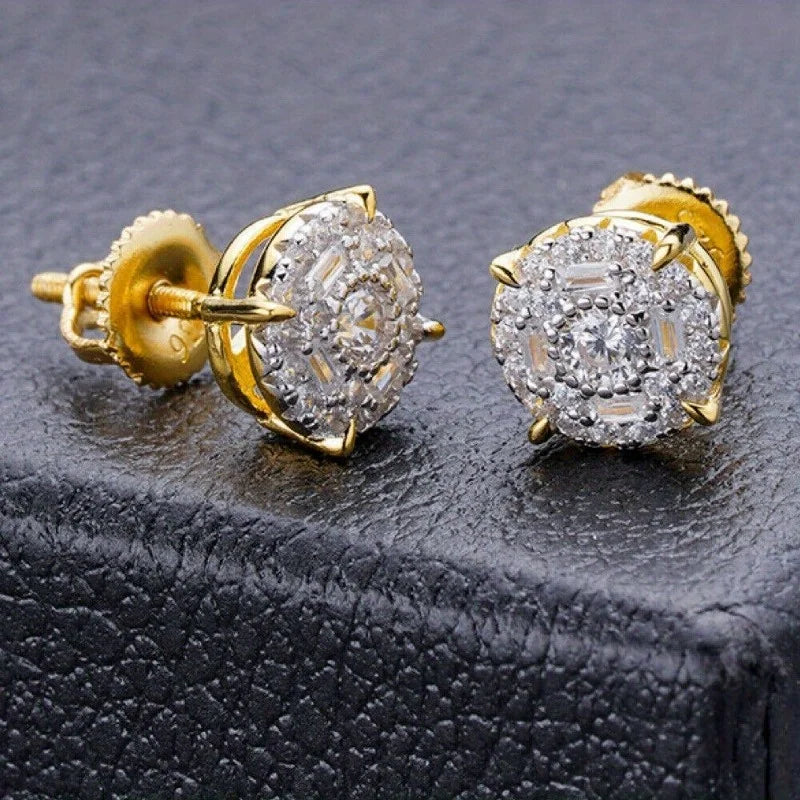 Square Cubic Zirconia Stud Earrings | Vintage Style for Women and Men