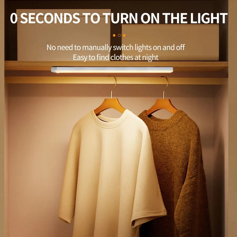 Rechargeable LED Motion Sensor Night Light | Magnetic Strip Light for Cabinet Bedside Closet