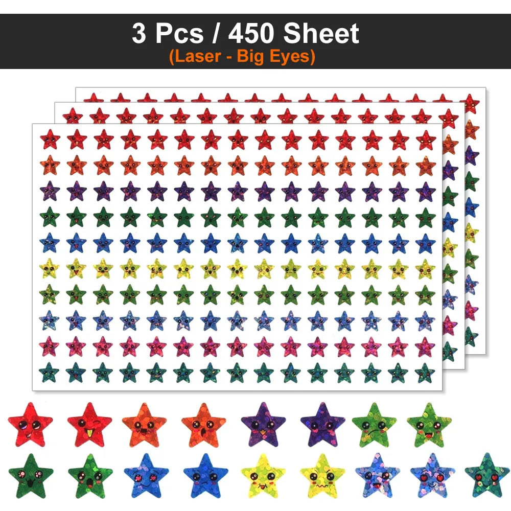 Happy Face Star Sticker Pack | Reward Stickers for Kids, DIY Craft Decorations