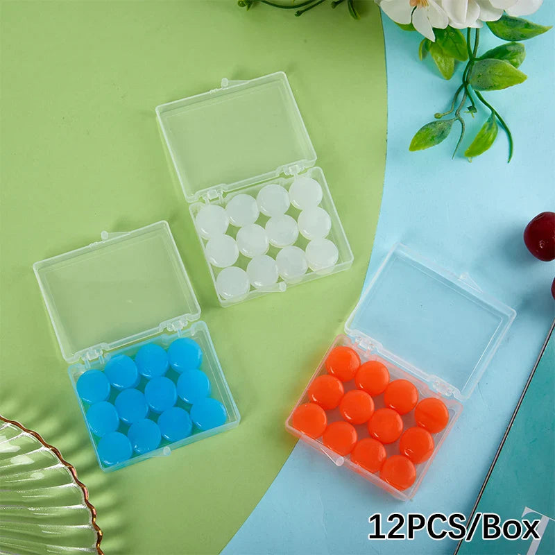 12 Pack Silicone Ear Plugs | Reusable Noise Reduction for Sleep, Swim, Study, and Work