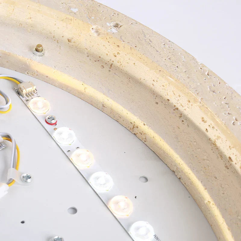 DecorBites™ Ellipse Stone LED Ceiling Light Natural Travertine Lamp Plafon