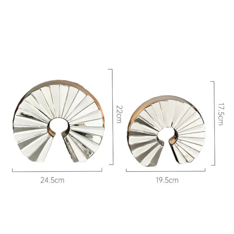 DecorBites™ Geometric Ceramic Fan Ornament Sculpture for Home Decor